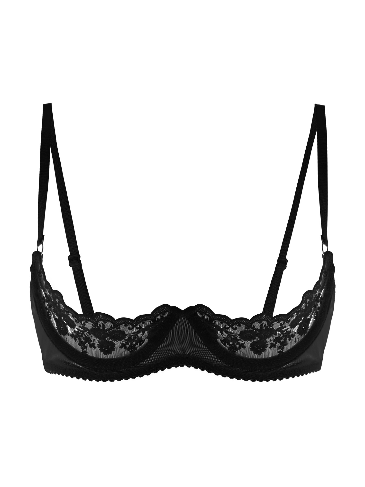 Sheer Bra Lace - Bra Wanita Seksi dengan Cup Terbuka,