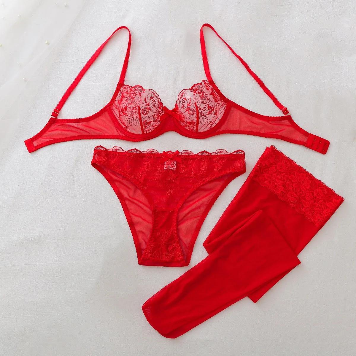Sheer Mesh Bra - Set Lingerie Transparan Erotis Wanita, Bra