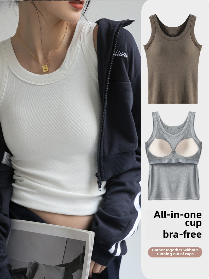 T Shirt Bra Seamless - Tank Top Bergaris Modal Mulus Wanita