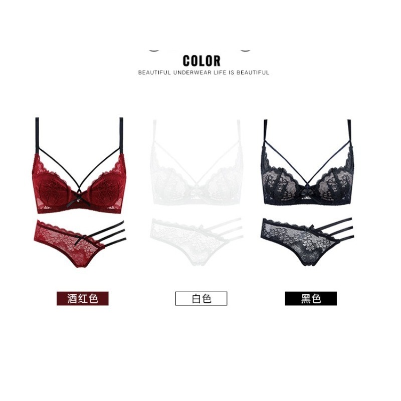 Demi Bra Balconette - Set Bra Setengah Cup Renda Elegan,