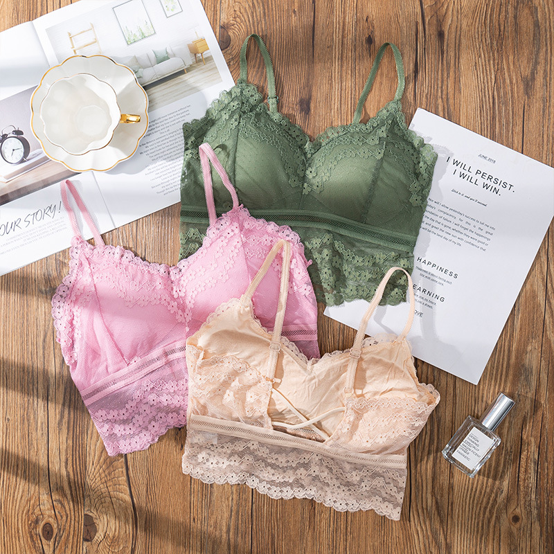 Lace Bralette Set - Bra renda seksi 3D olahraga, Bra