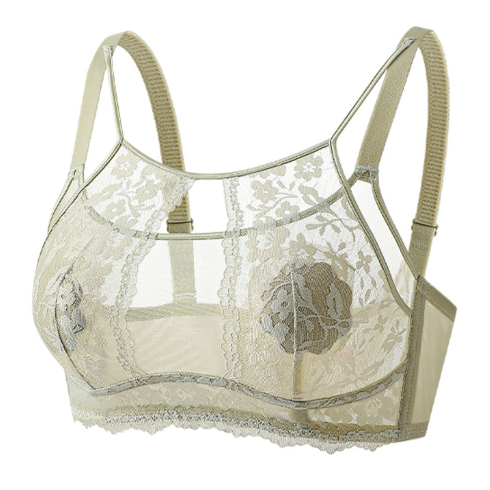 Sheer Mesh Bra - Bra V dalam tanpa kawat bunga