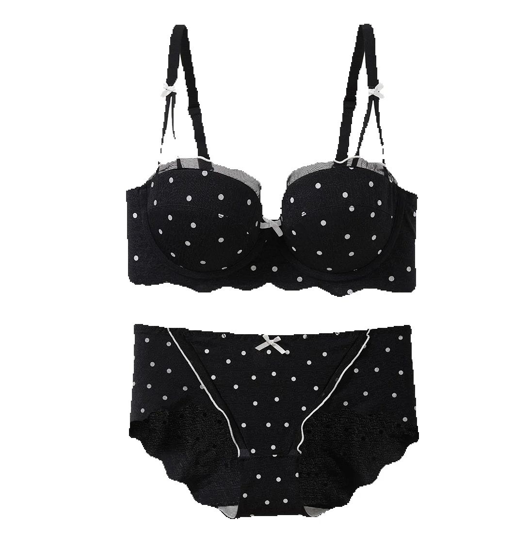 Cotton Bra Everyday - Set Bra Dua Potong Motif Polka