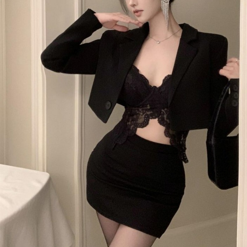 Blazer Musim Semi Hitam Bralet - Lace Bralette Set ulasan dan harga