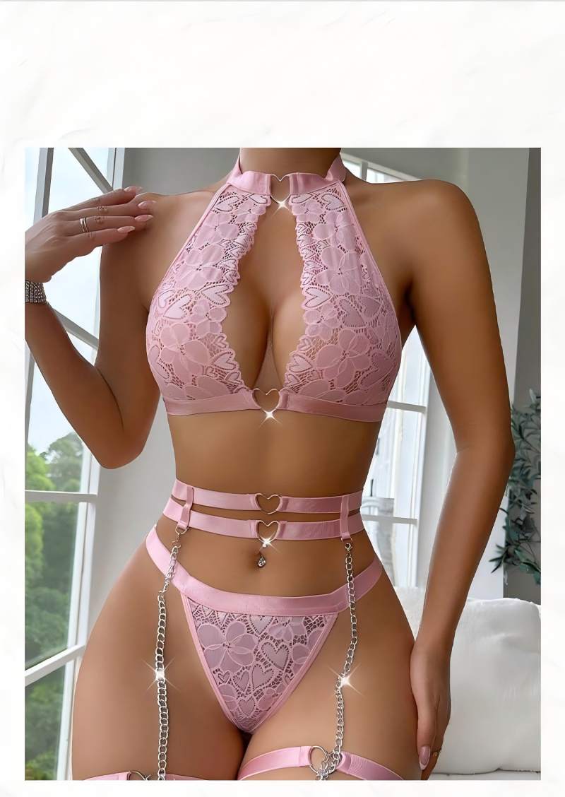 Set Lingerie Seksi Push Up den - Lace Bralette Set ulasan dan harga