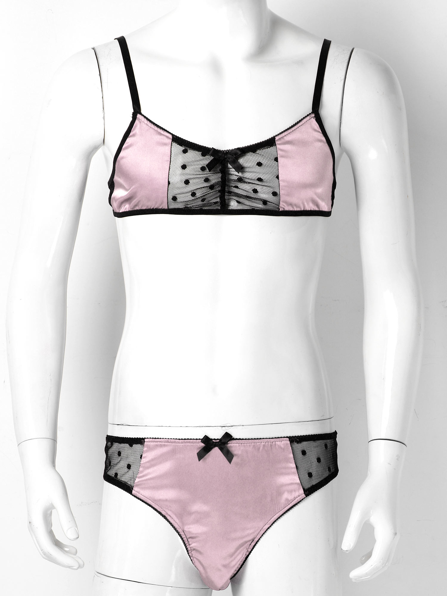 Setelan Lingerie Satin Pria Pa - Sheer Mesh Bra ulasan dan harga
