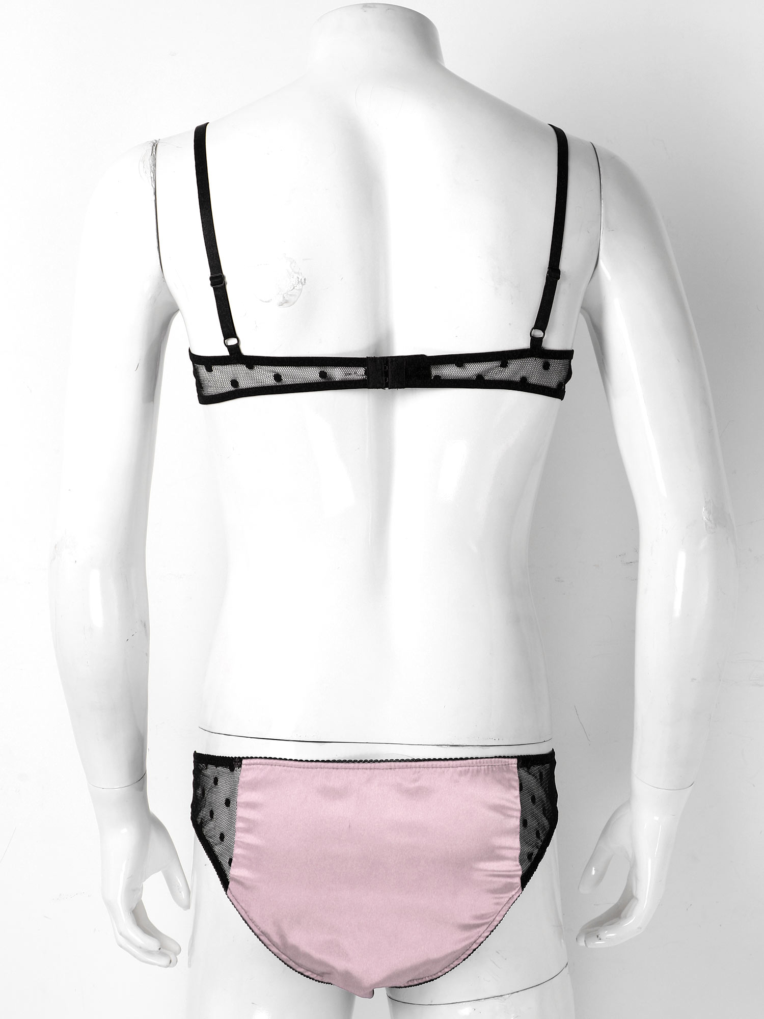 Setelan Lingerie Satin Pria Pa - Sheer Mesh Bra ulasan dan harga